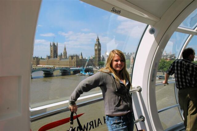 Melanie looks cool in the London Eye