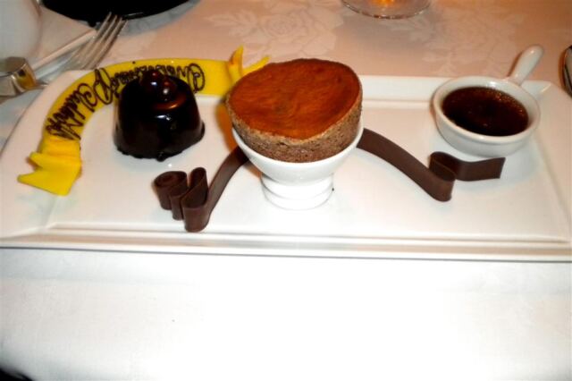 A Chocolate Menage a Trois -- Black Forest Mousse Bombe, Chocolate Creme Brulee and Bitter Chocolate Souffle