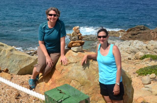 Sherril, Michelle, and their cairn