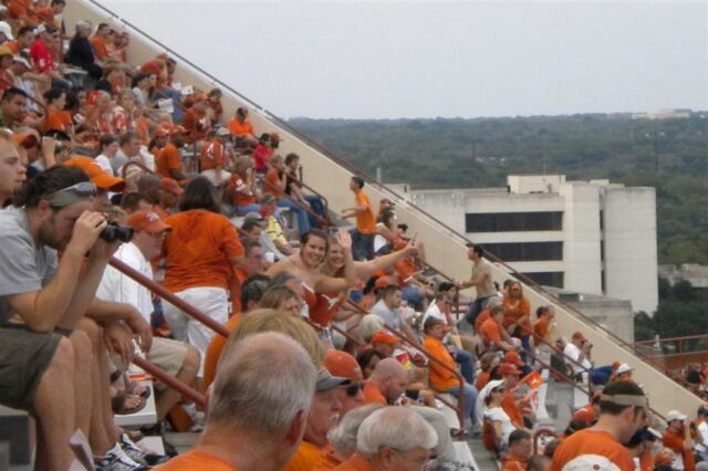 Mel and Sarah in the stands