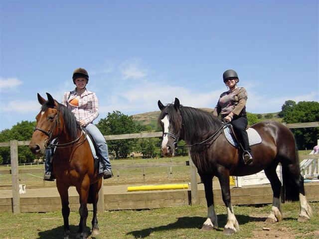 Melanie and Kathy - ready to ride