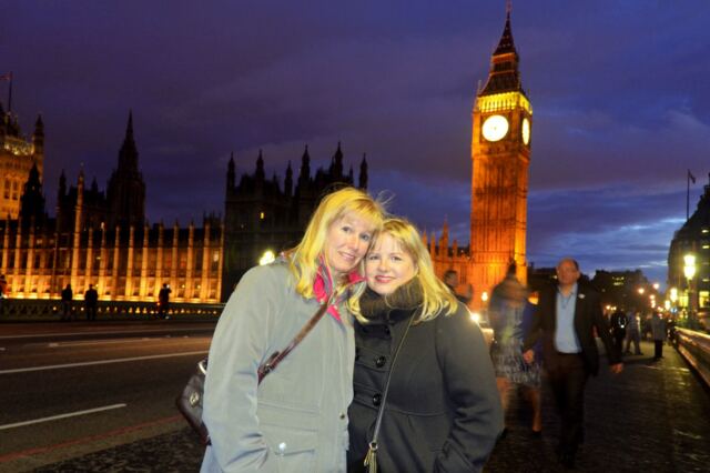 LeAnn and Kathy - night time Elizabeth Tower