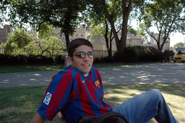Andrew chills in the shade