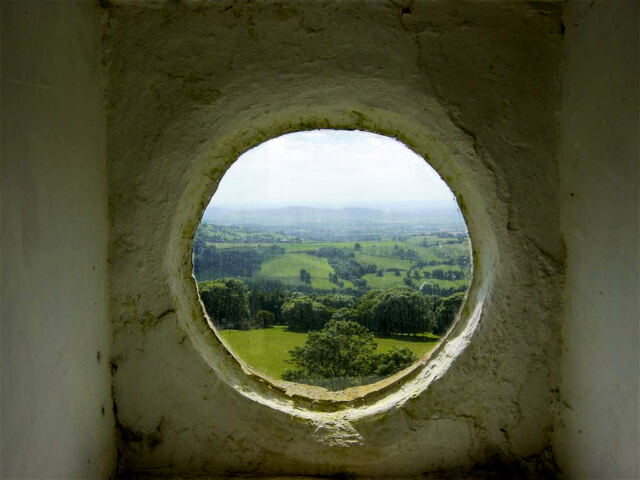 Round window in Tower stairway