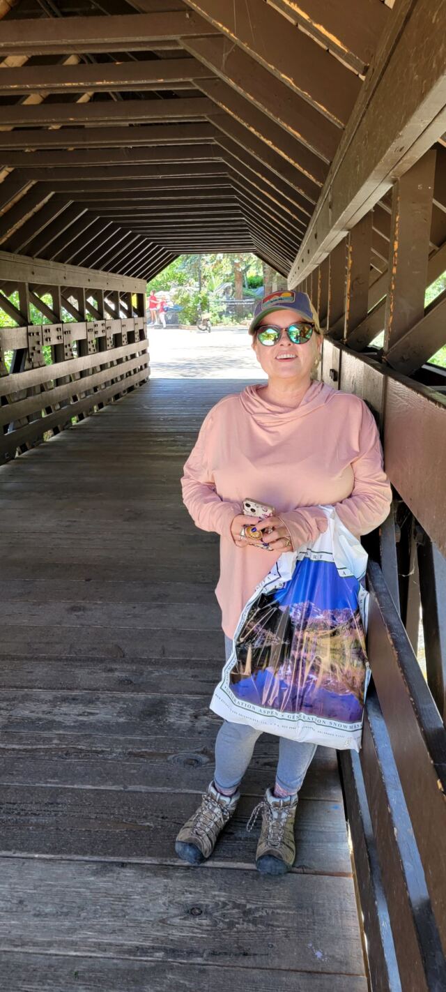 Kathy on the Covered Bridge