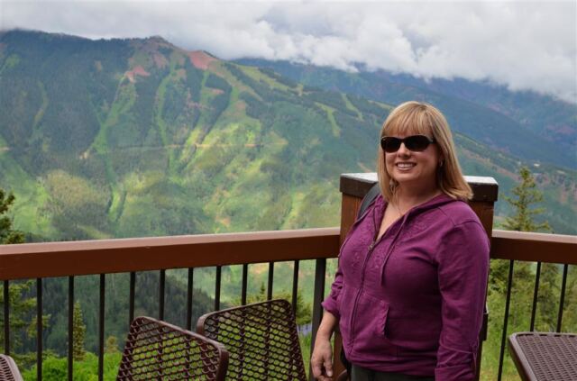 Kathy on the mountain top patio