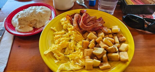 Hearty breakfast at Nora's Fish Camp