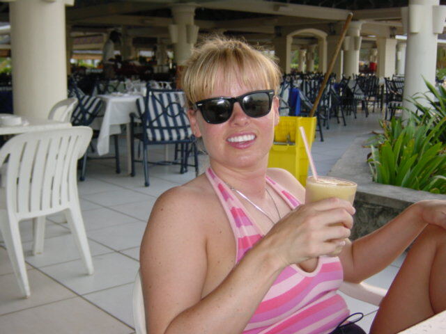 Kathy relaxes with yet another banana daiquiri