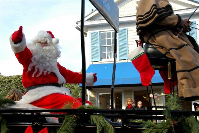 Santa waves to the crowd
