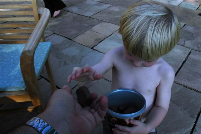 Sam hands out yummy treats
