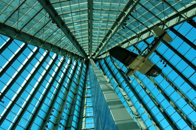 Looking up at the structure and glass (1)