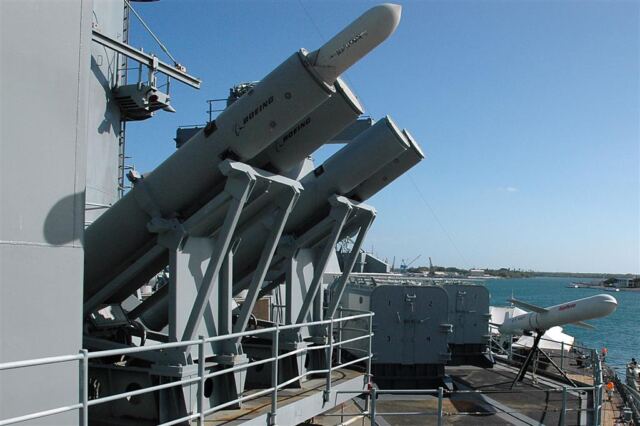 Harpoon launchers and Tomahawk display