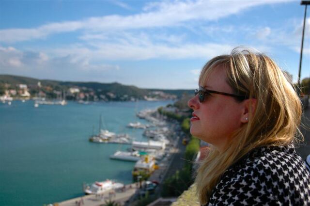 Kathy looks out over Port Mahon