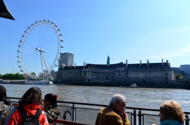 London Eye and County Hall - blue skies (1)