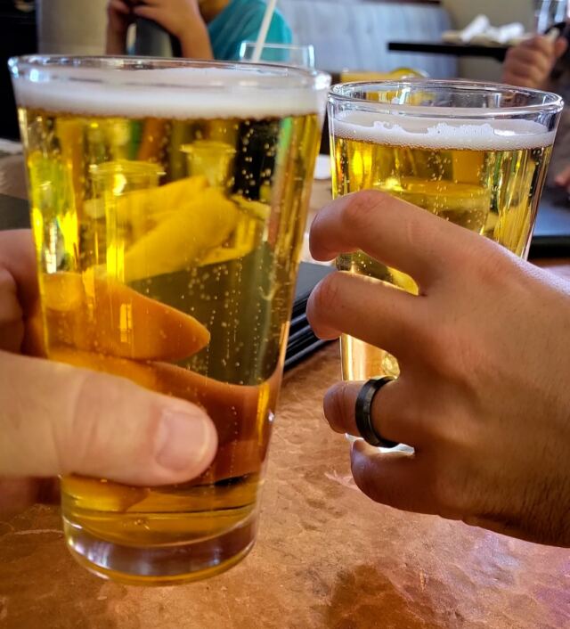 Roger and Andrew - well-deserved beer