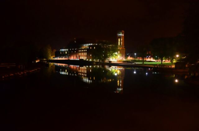 RSC Theatre - night reflections on the Avon