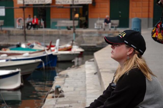 Kathy looks at the boats