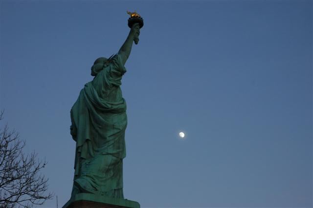 Statue of Liberty and moon