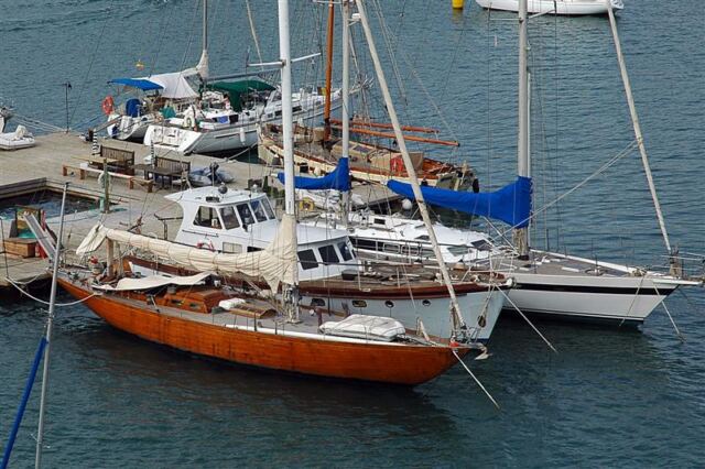 Sailboats at the floating pier