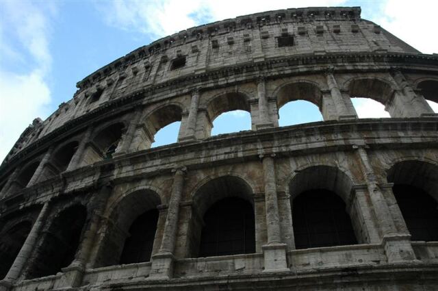 Looking up at the Colosseum