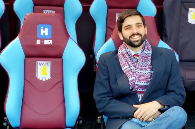 Andrew in the Villa dugout