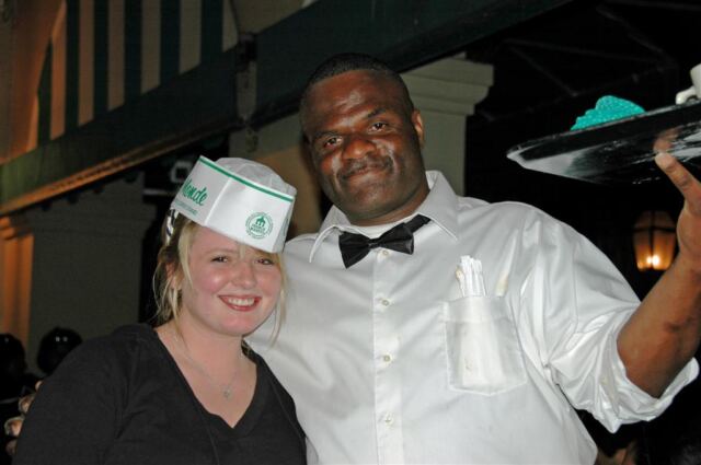 Mel and our Cafe DuMonde waiter