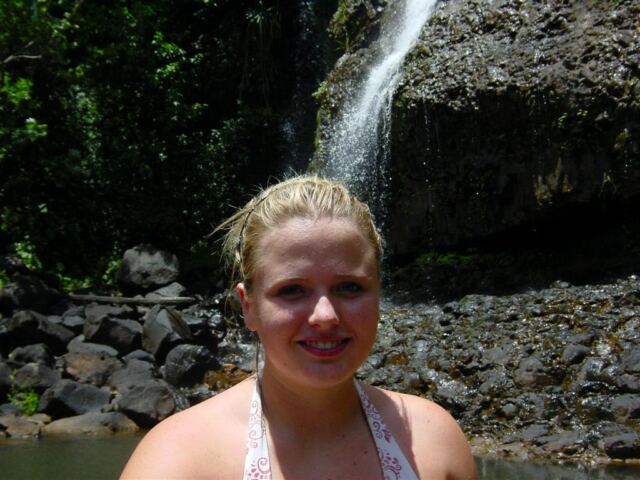 Mel and waterfall