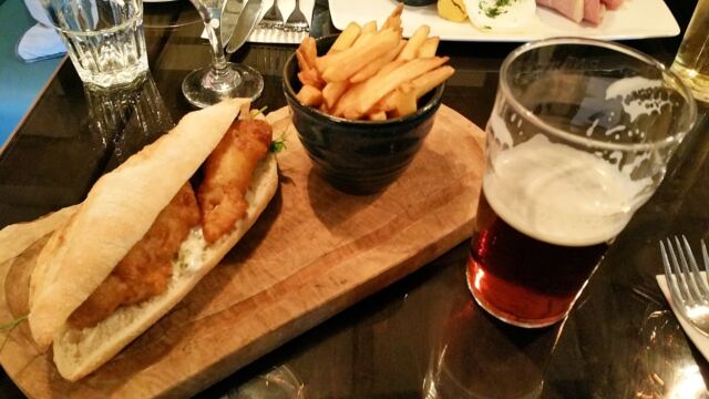 Fish sandwich at The Swan in Broadway