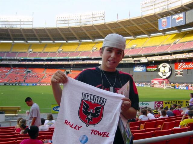 Andrew and his D.C. United Rally Towel pre-match