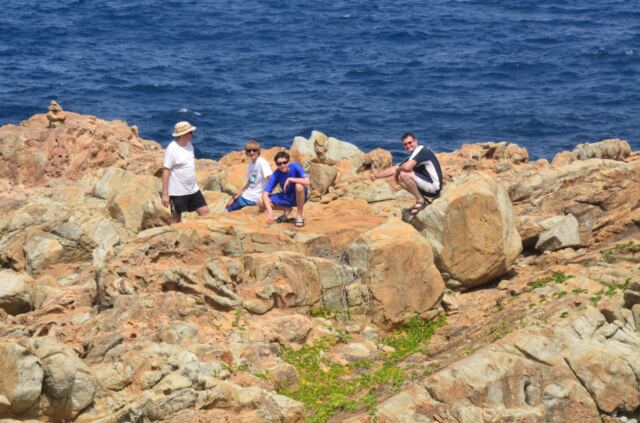 Chris, Gabe, Connor, and Paul with their cairn