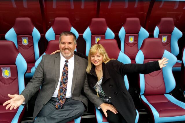Roger and Kathy in the AVFC home dugout