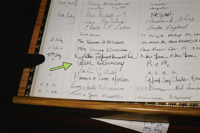 Sean Connery's signature in Skibo guestbook
