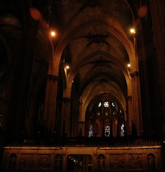 Interior of Barcelona gothic cathedral (1)