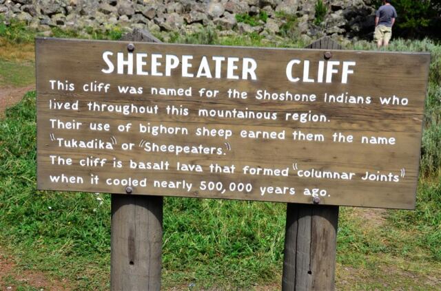 Sheepeater Cliff sign
