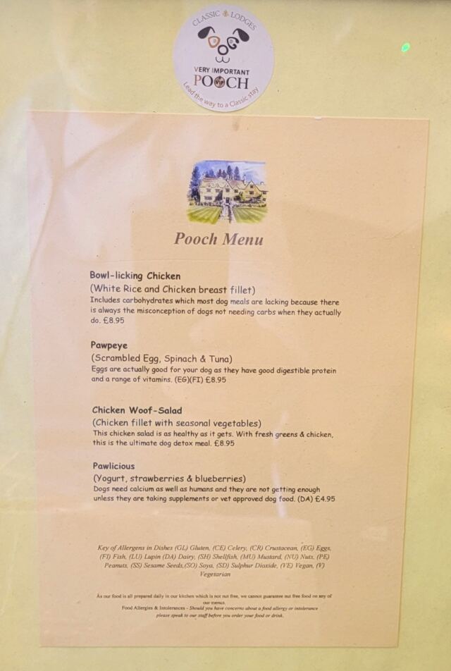 Charingworth Pooch Menu