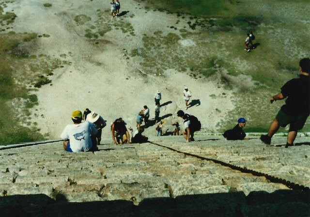 Very steep stairs on El Castillo
