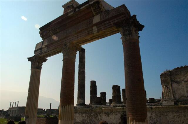 Forum Pompeii columns in shadow
