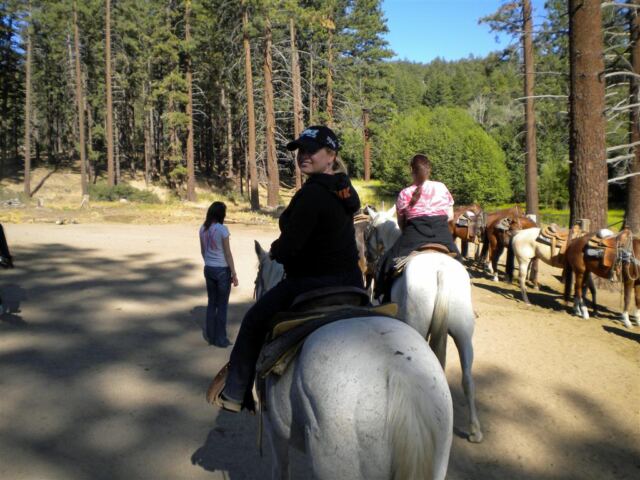 Kathy and Frosty ready to start the trailride