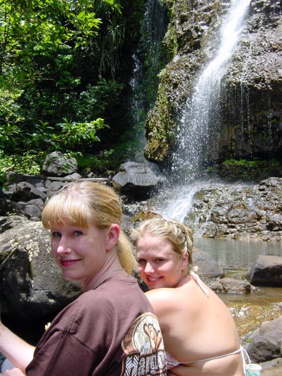 LeAnn and Melanie at the waterfall