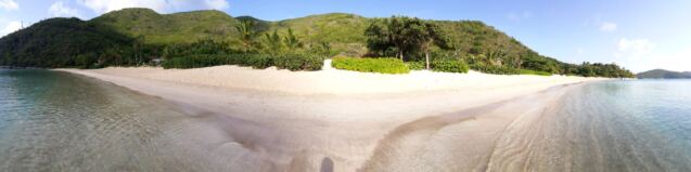 In the water - looking back at the villa - panorama