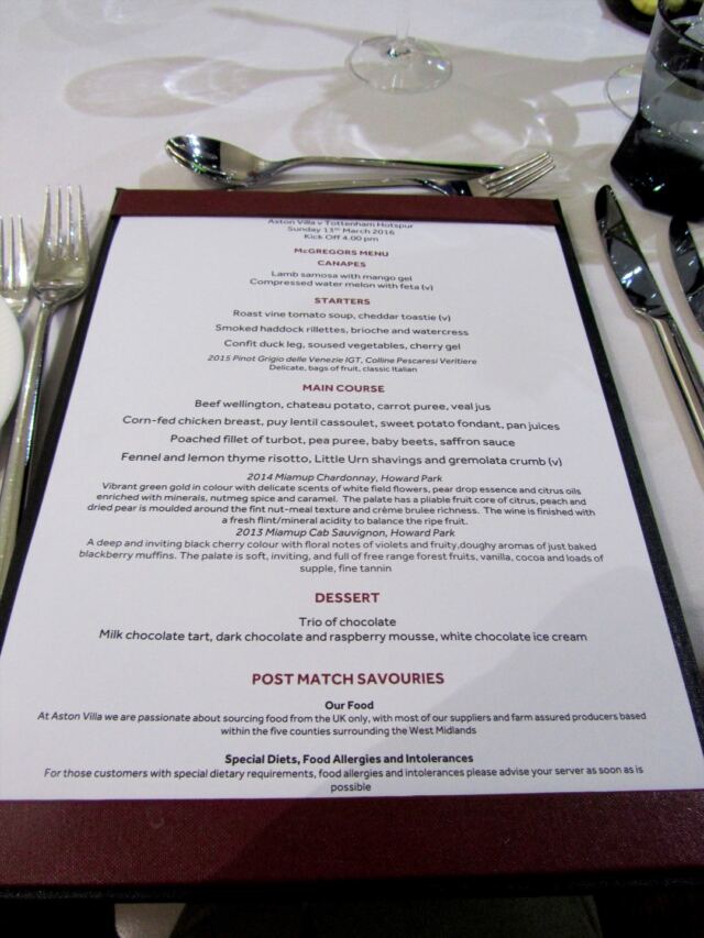 McGregor's menu