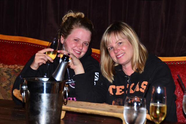 Mel and Kathy - Rustic Inn wine cellar for dinner (3)