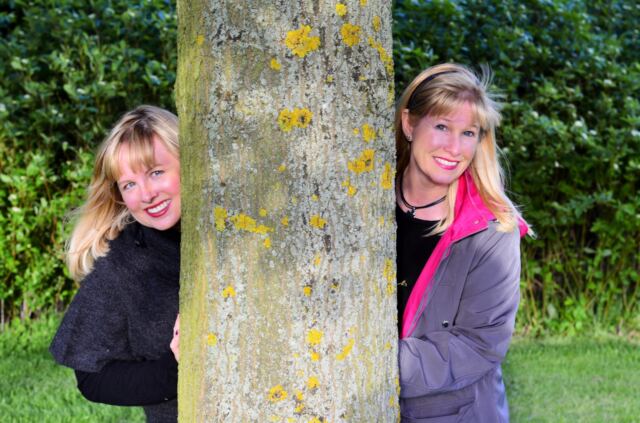 Kathy and LeAnn - peekaboo tree 2