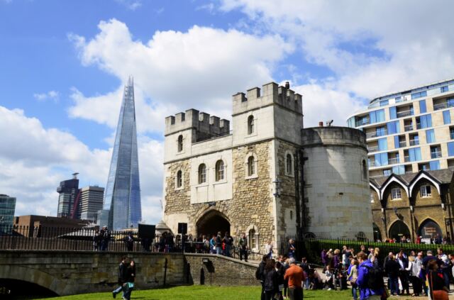 Old and New - The Shard and the Tower of London gates