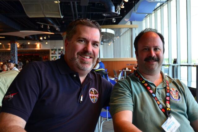 Roger and Mike - taking a break from the heat and crowds