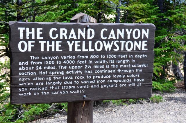 Grand Canyon of Yellowstone sign