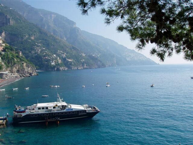 PO - boat anchored along Amalfi coast