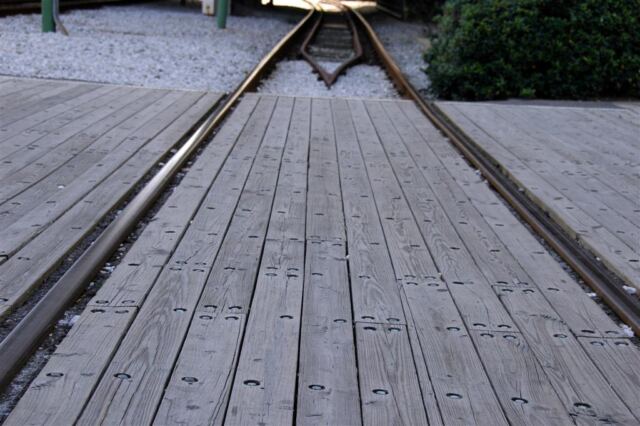 Trolley track crossing