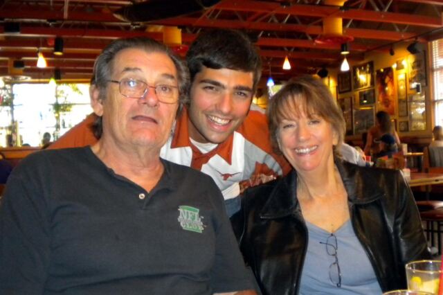Andrew with Grandma and Grandpa at lunch