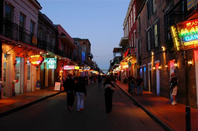 Typical Bourbon Street scene
